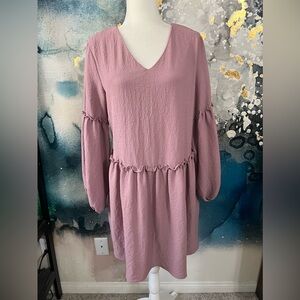 Davi & Dani | Chic Pink V-Neck Dress